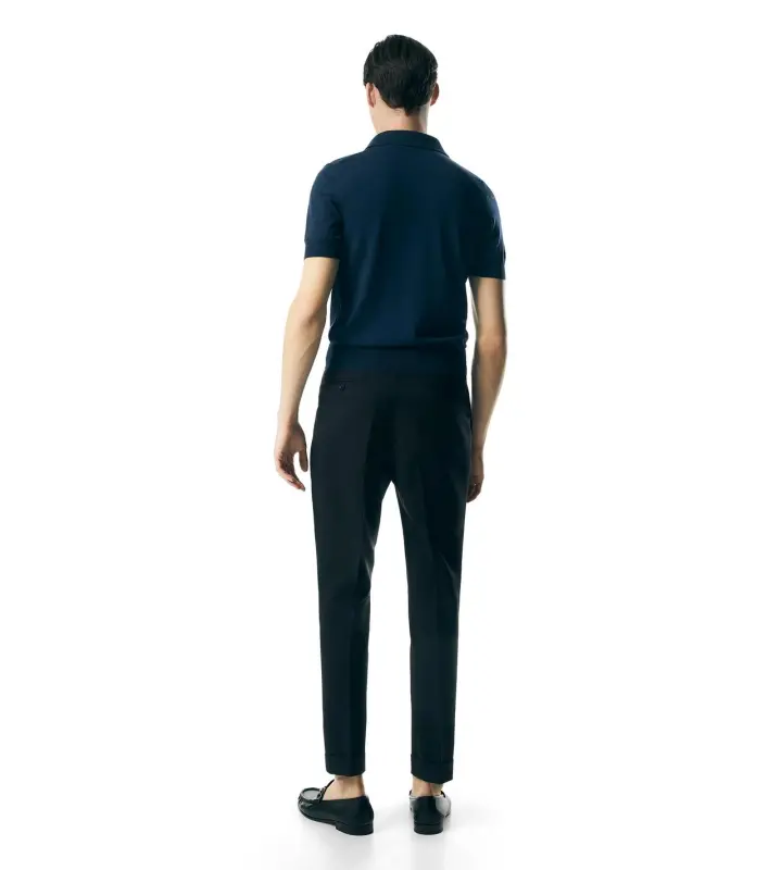 FINE GAUGE CASHMERE SILK POLO MIDNIGHT BLUE online